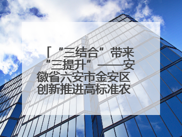 “三结合”带来“三提升”——安徽省六安市金安区创新推进高标准农田建设