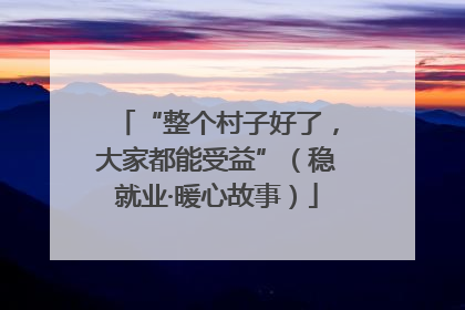 “整个村子好了，大家都能受益”（稳就业·暖心故事）