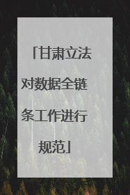 甘肃立法对数据全链条工作进行规范