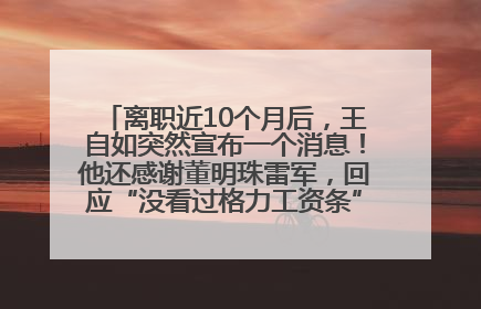 离职近10个月后，王自如突然宣布一个消息！他还感谢董明珠雷军，回应“没看过格力工资条”：真的不那么重要！