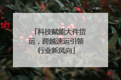 科技赋能大件货运，跨越速运引领行业新风向