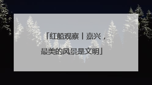 红船观察丨嘉兴，最美的风景是文明