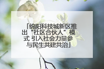 绵阳科技城新区推出“社区合伙人”模式 引入社会力量参与民生共建共治