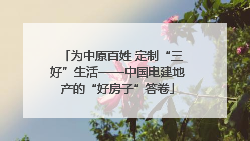为中原百姓 定制“三好”生活——中国电建地产的“好房子”答卷