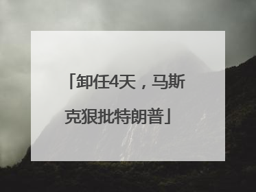 卸任4天，马斯克狠批特朗普