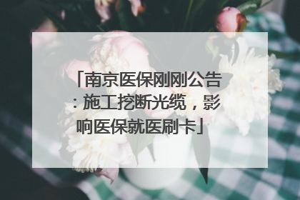 南京医保刚刚公告：施工挖断光缆，影响医保就医刷卡