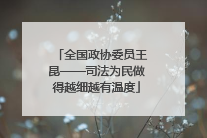 全国政协委员王昆——司法为民做得越细越有温度