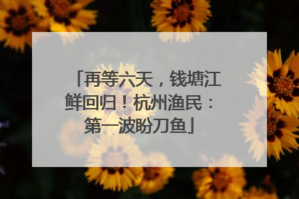 再等六天，钱塘江鲜回归！杭州渔民：第一波盼刀鱼