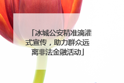 冰城公安精准滴灌式宣传，助力群众远离非法金融活动