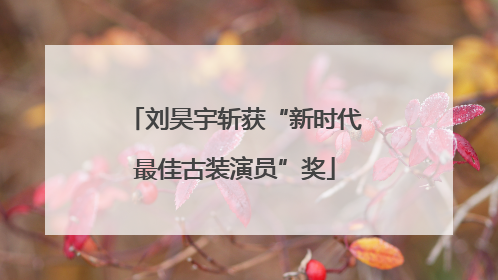 刘昊宇斩获“新时代最佳古装演员”奖
