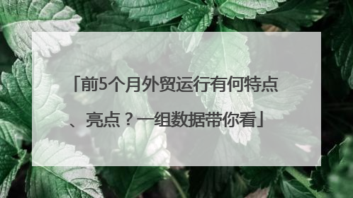 前5个月外贸运行有何特点、亮点？一组数据带你看