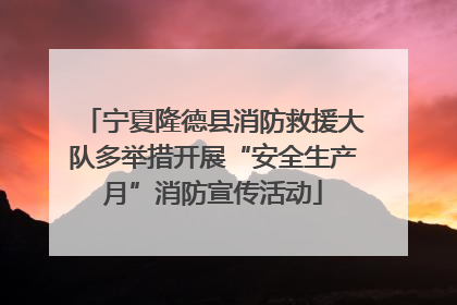 宁夏隆德县消防救援大队多举措开展“安全生产月”消防宣传活动