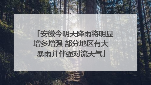 安徽今明天降雨将明显增多增强 部分地区有大暴雨并伴强对流天气