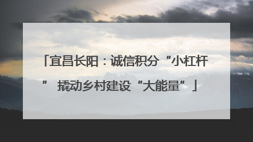 宜昌长阳：诚信积分“小杠杆” 撬动乡村建设“大能量”