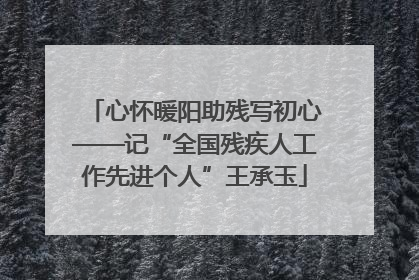心怀暖阳助残写初心——记“全国残疾人工作先进个人”王承玉