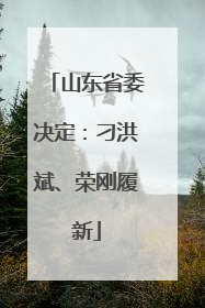 山东省委决定：刁洪斌、荣刚履新