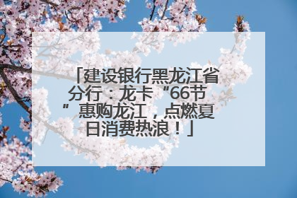 建设银行黑龙江省分行：龙卡“66节”惠购龙江，点燃夏日消费热浪！