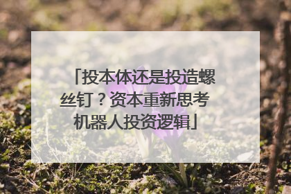 投本体还是投造螺丝钉？资本重新思考机器人投资逻辑