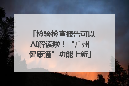检验检查报告可以AI解读啦！“广州健康通”功能上新