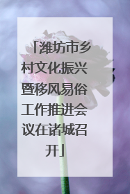 潍坊市乡村文化振兴暨移风易俗工作推进会议在诸城召开