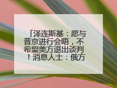 泽连斯基：愿与普京进行会晤，不希望美方退出谈判！消息人士：俄方停火条件包括北约“书面”保证不东扩