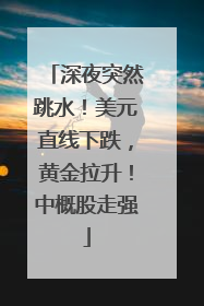 深夜突然跳水！美元直线下跌，黄金拉升！中概股走强