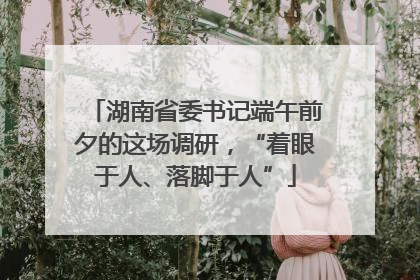 湖南省委书记端午前夕的这场调研，“着眼于人、落脚于人”