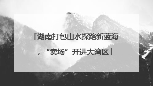 湖南打包山水探路新蓝海，“卖场”开进大湾区