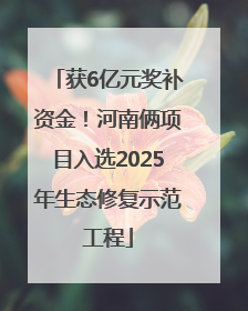 获6亿元奖补资金！河南俩项目入选2025年生态修复示范工程