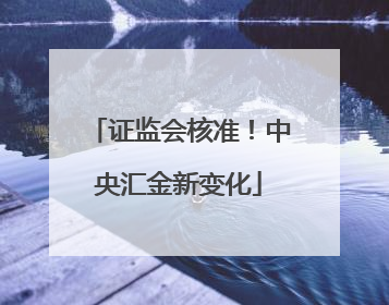 证监会核准！中央汇金新变化