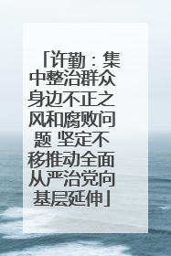 许勤：集中整治群众身边不正之风和腐败问题 坚定不移推动全面从严治党向基层延伸