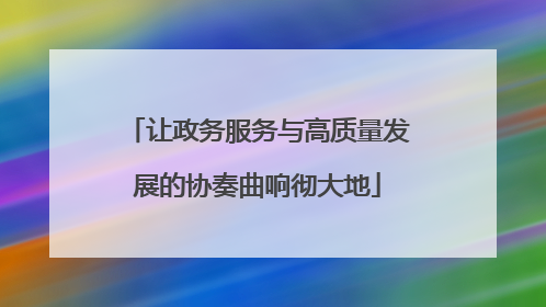 让政务服务与高质量发展的协奏曲响彻大地