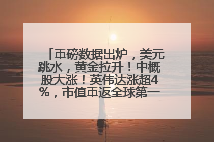 重磅数据出炉，美元跳水，黄金拉升！中概股大涨！英伟达涨超4%，市值重返全球第一！黄仁勋计划出售至多600万股股票