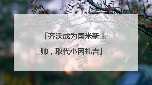 齐沃成为国米新主帅，取代小因扎吉