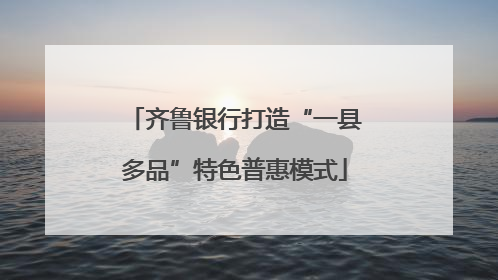 齐鲁银行打造“一县多品”特色普惠模式